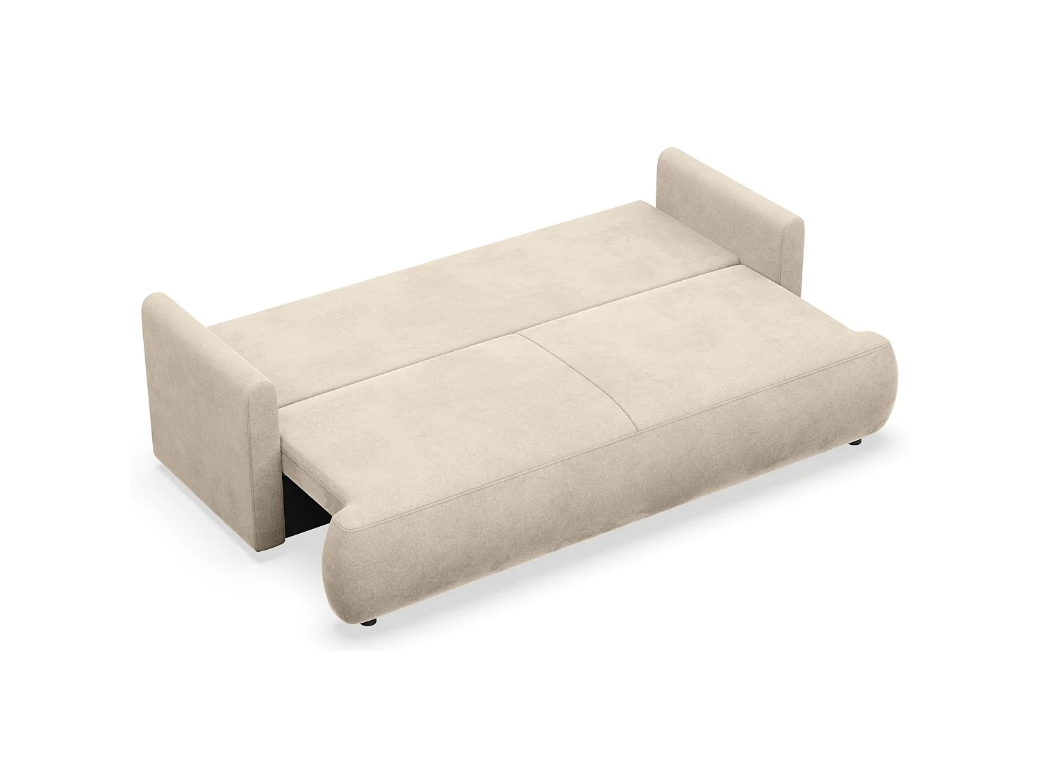 3-zits slaapbank – velours Easy-Clean – lichtbeige – OVO MINI