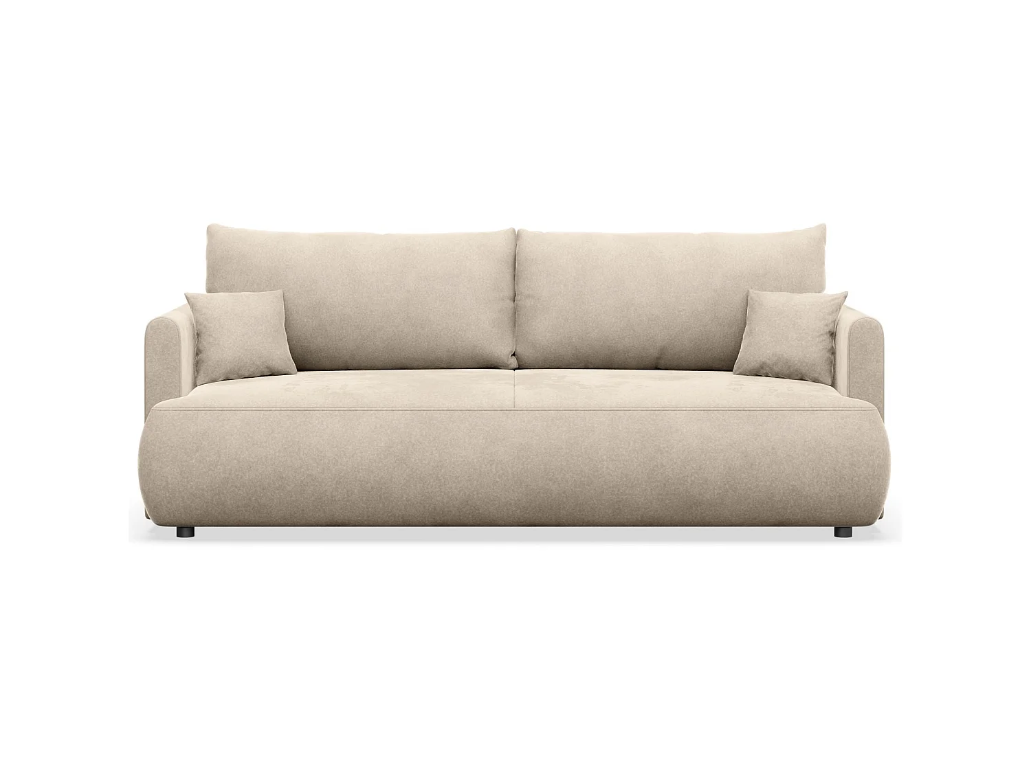 Canapé convertible 3 places – velours Easy-Clean – beige clair – OVO MINI