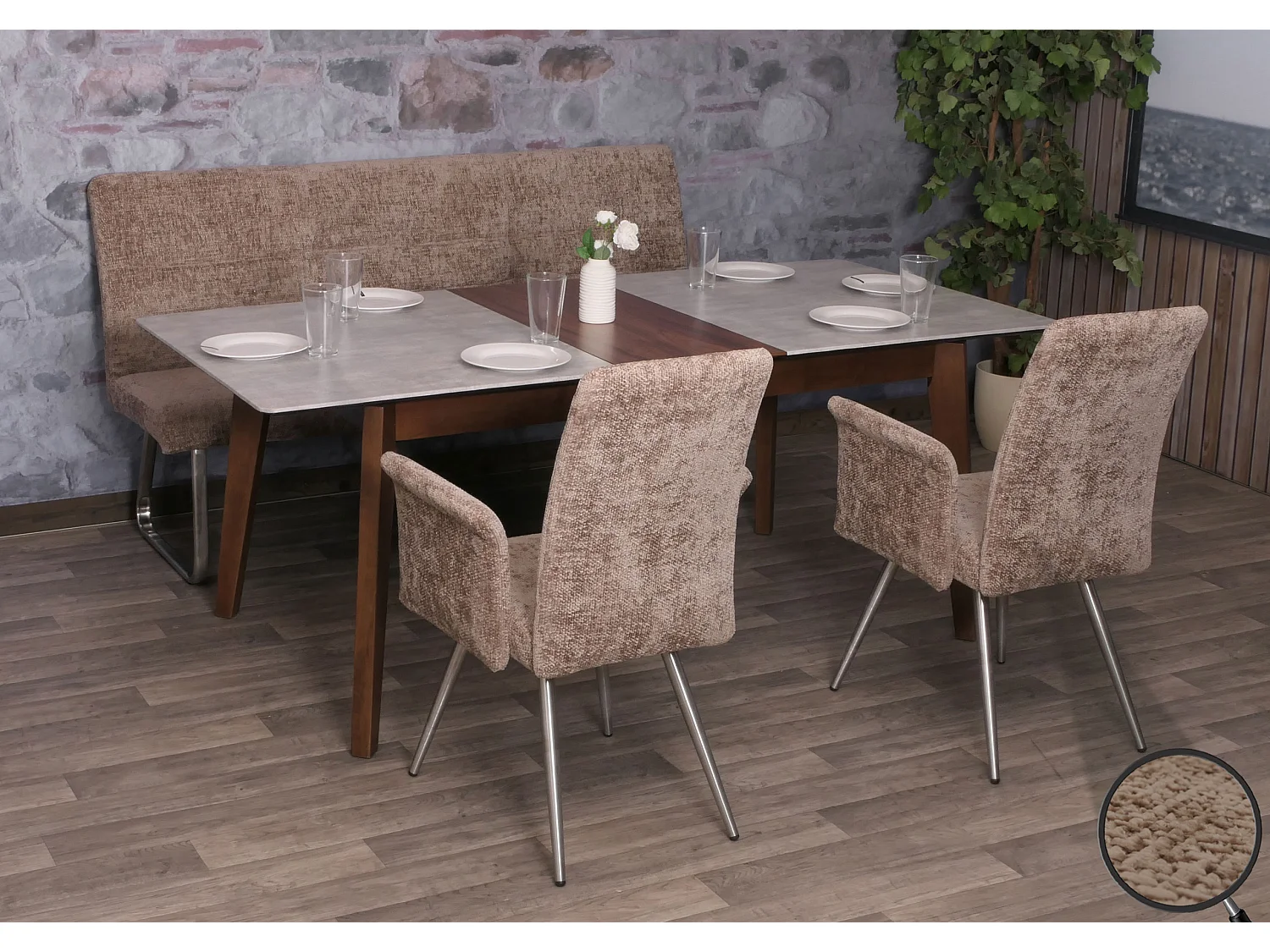 Conjunto de sala de jantar MCW-G55 (3 peças),  castanho