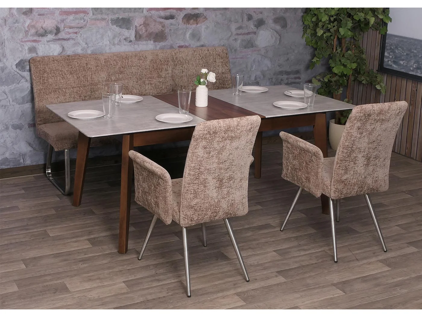 Juego de comedor MCW-G55 (3 piezas),  marrón