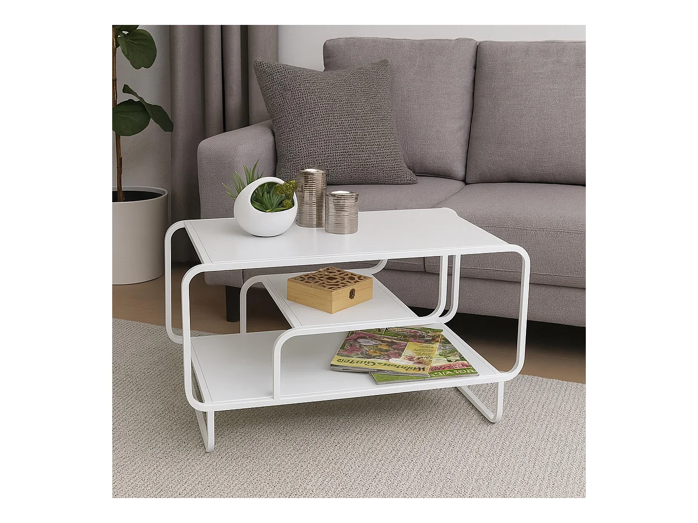 Table basse MCW-O49,  blanc