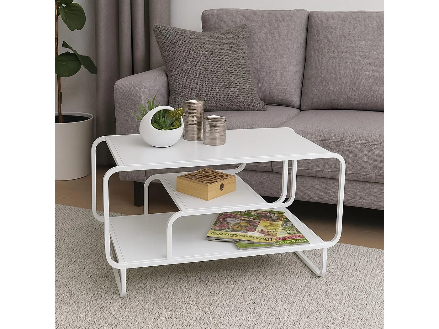 Table basse MCW-O49,  blanc