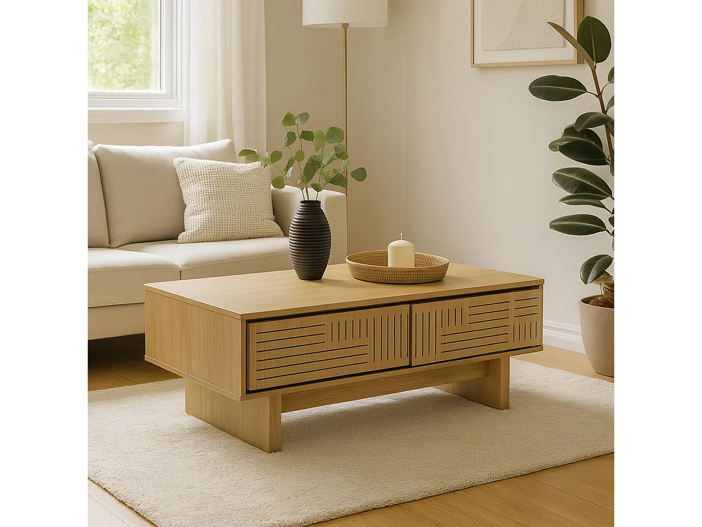 Stolik kawowy MCW-O33,  jesion naturalny