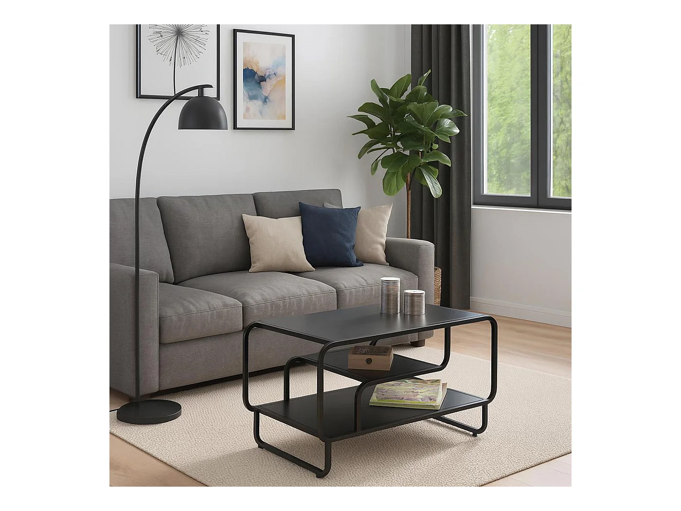 Stolik kawowy MCW-O49,  czarny