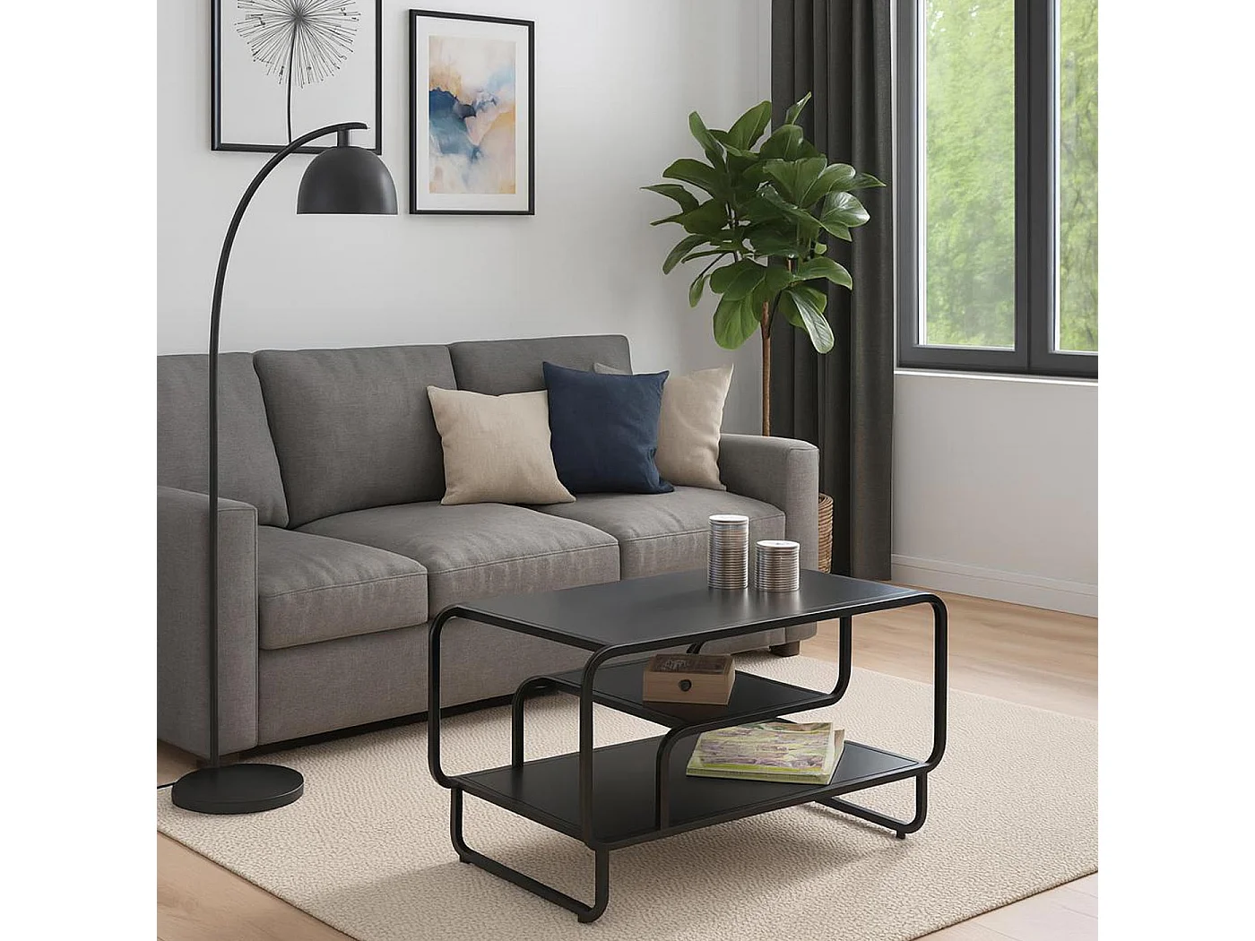 Table basse MCW-O49,  noir