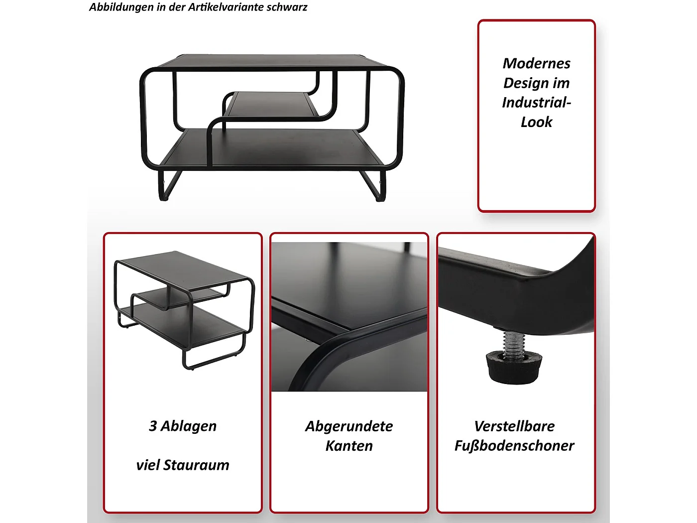 Table basse MCW-O49,  noir