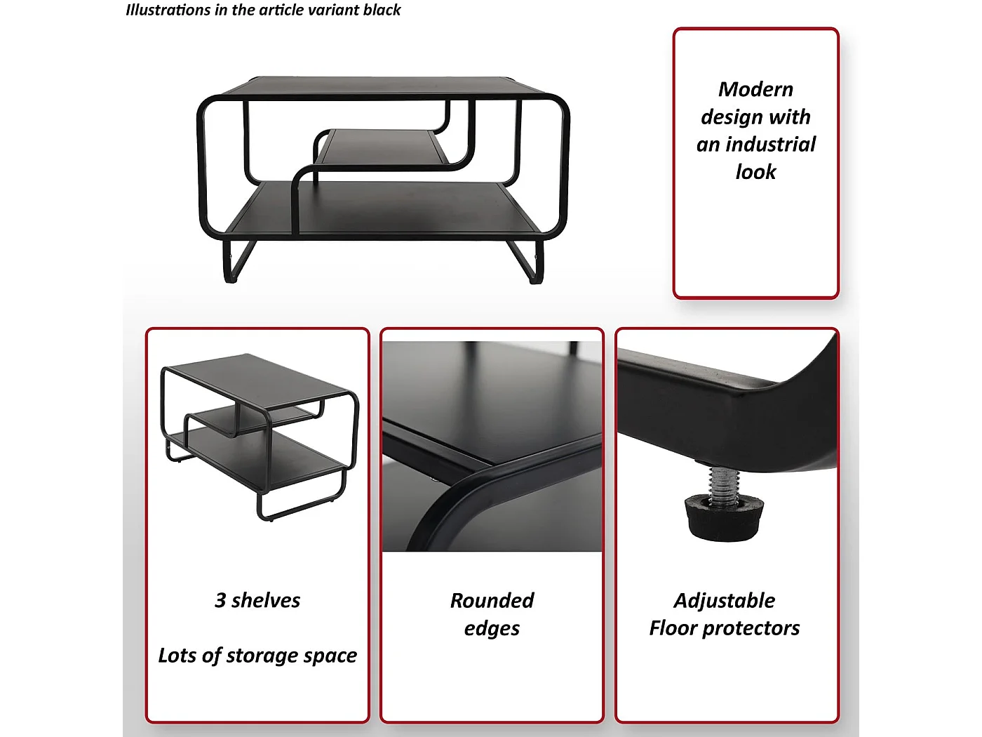 Table basse MCW-O49,  noir