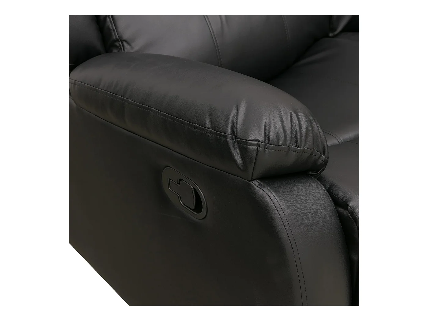 Poltrona cinema 3 posti MCW-O62, sedia relax TV con braccioli portabicchieri, funzione reclinabile ecopelle ~ nero