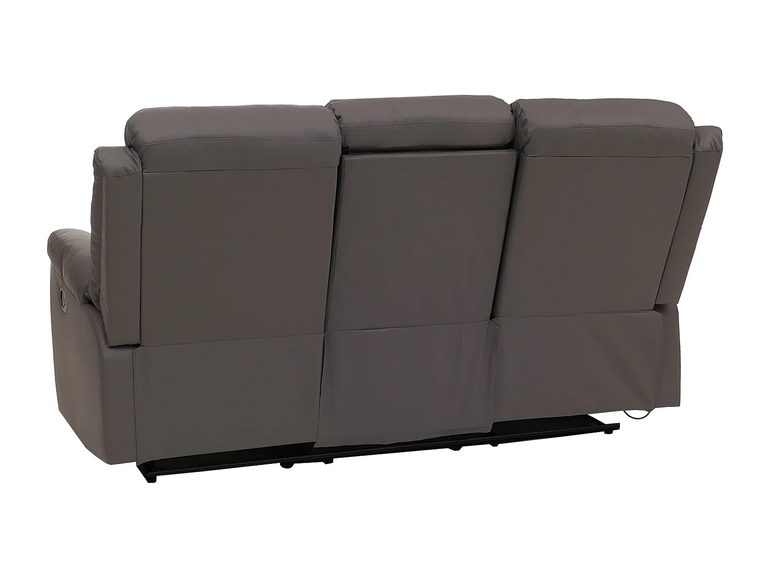 Poltrona cinema 3 posti MCW-O62, sedia relax TV con braccioli portabicchieri, funzione reclinabile ecopelle ~ grigio