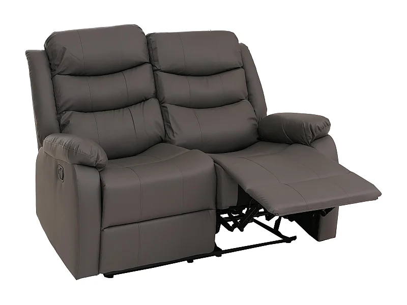 Poltrona cinema 2 posti MCW-O62, sedia relax TV con braccioli, funzione reclinabile ecopelle ~ grigio