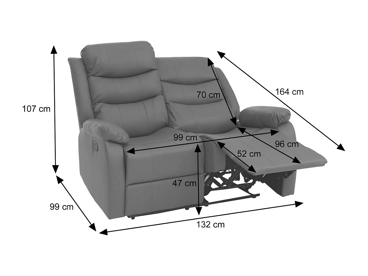 2-osobowy fotel kinowy MCW-O62,  szary