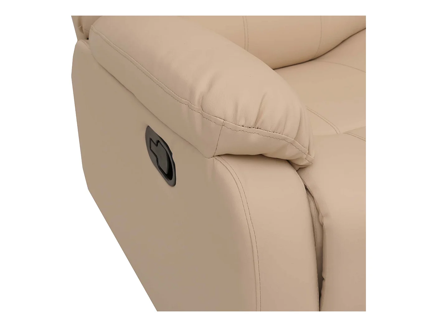 Poltrona cinema 3 posti MCW-O62, sedia relax TV con braccioli portabicchieri, funzione reclinabile ecopelle ~ avorio