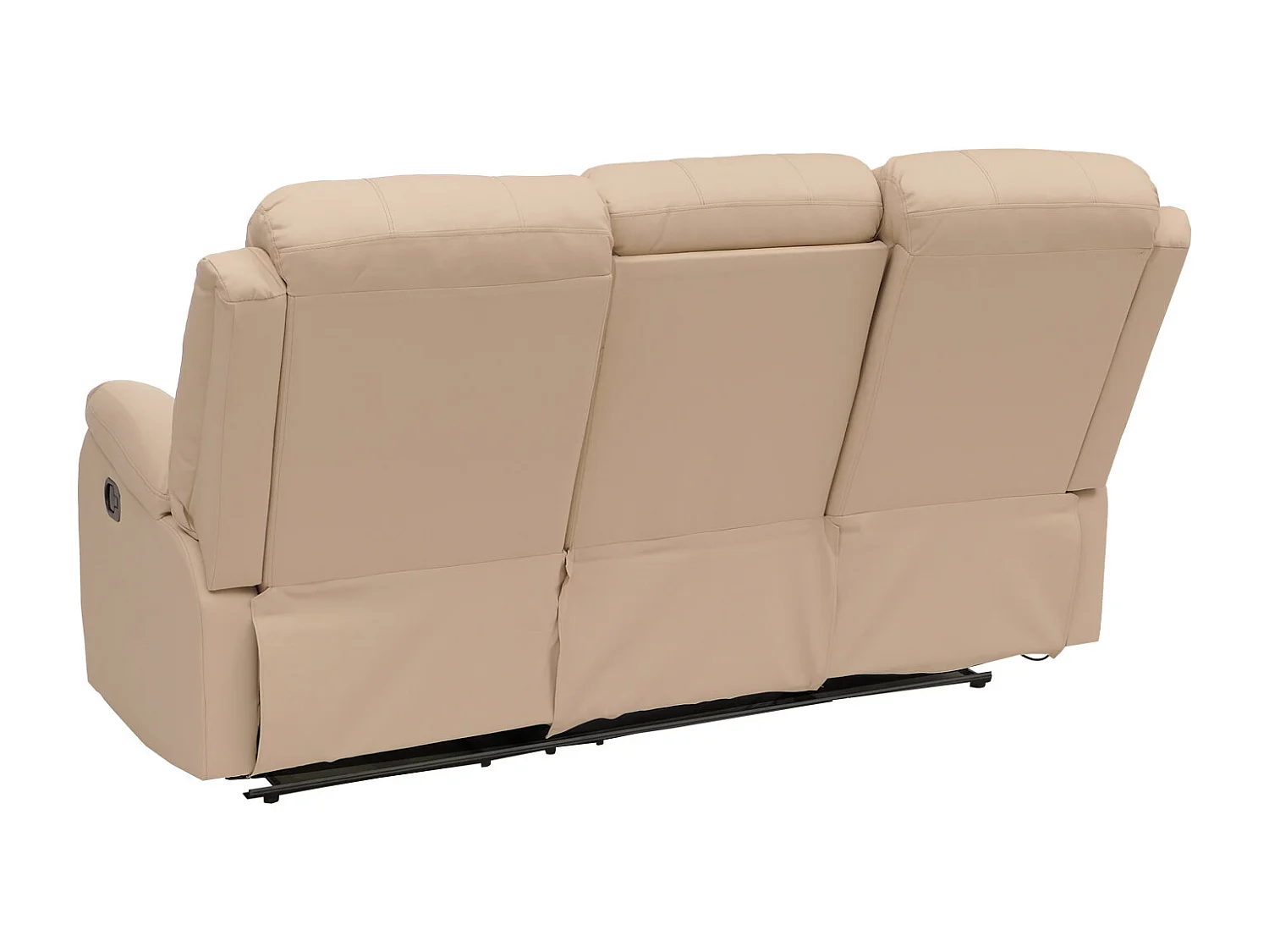 Poltrona cinema 3 posti MCW-O62, sedia relax TV con braccioli portabicchieri, funzione reclinabile ecopelle ~ avorio