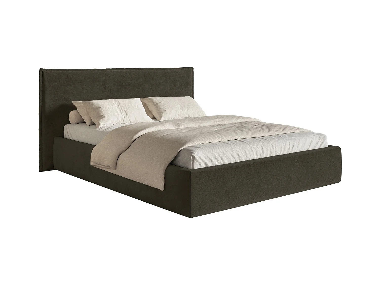 Lit tapissé 160×200- velours - vert foncé - SOFTIE