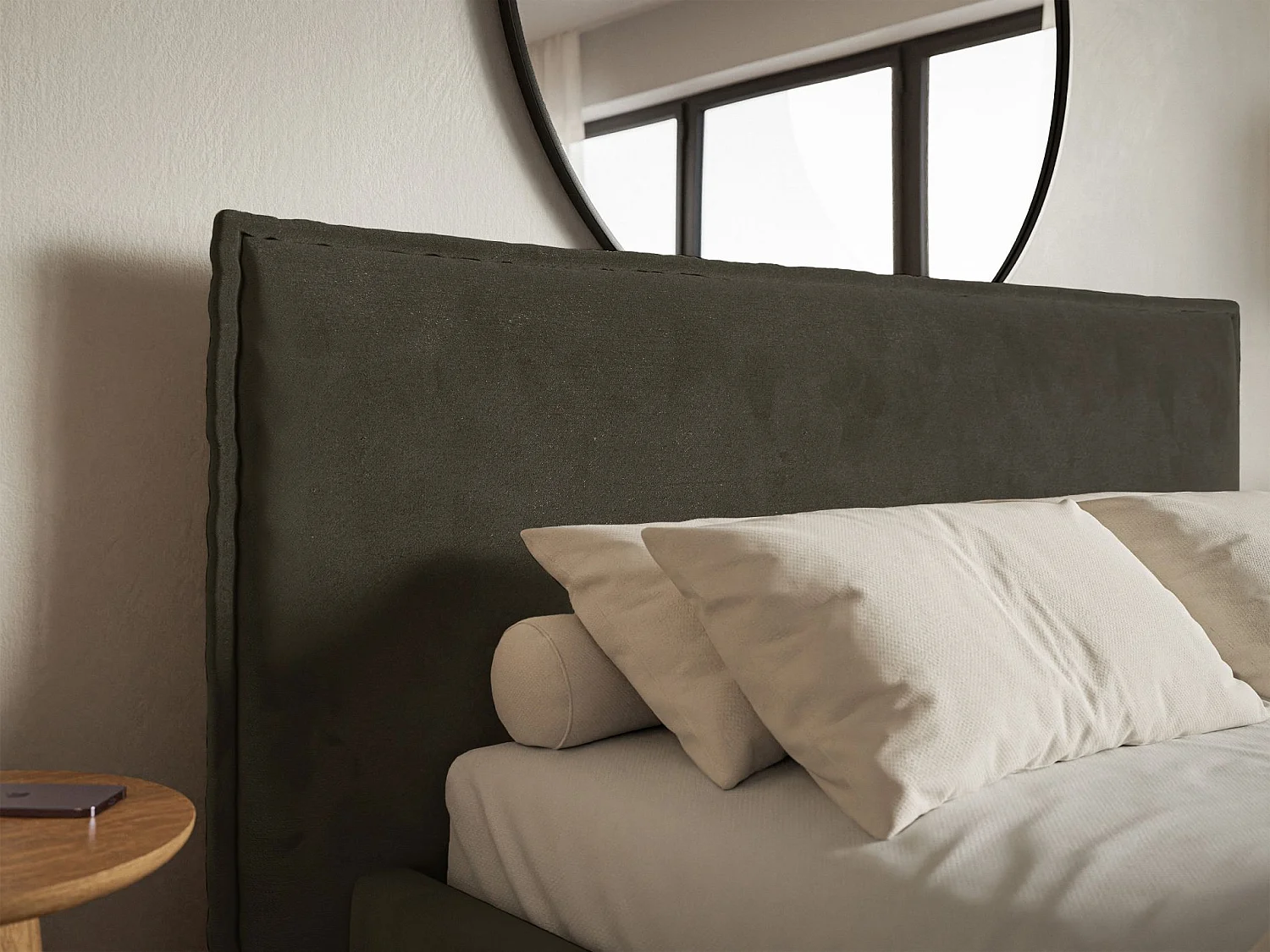 Lit tapissé 160×200- velours - vert foncé - SOFTIE