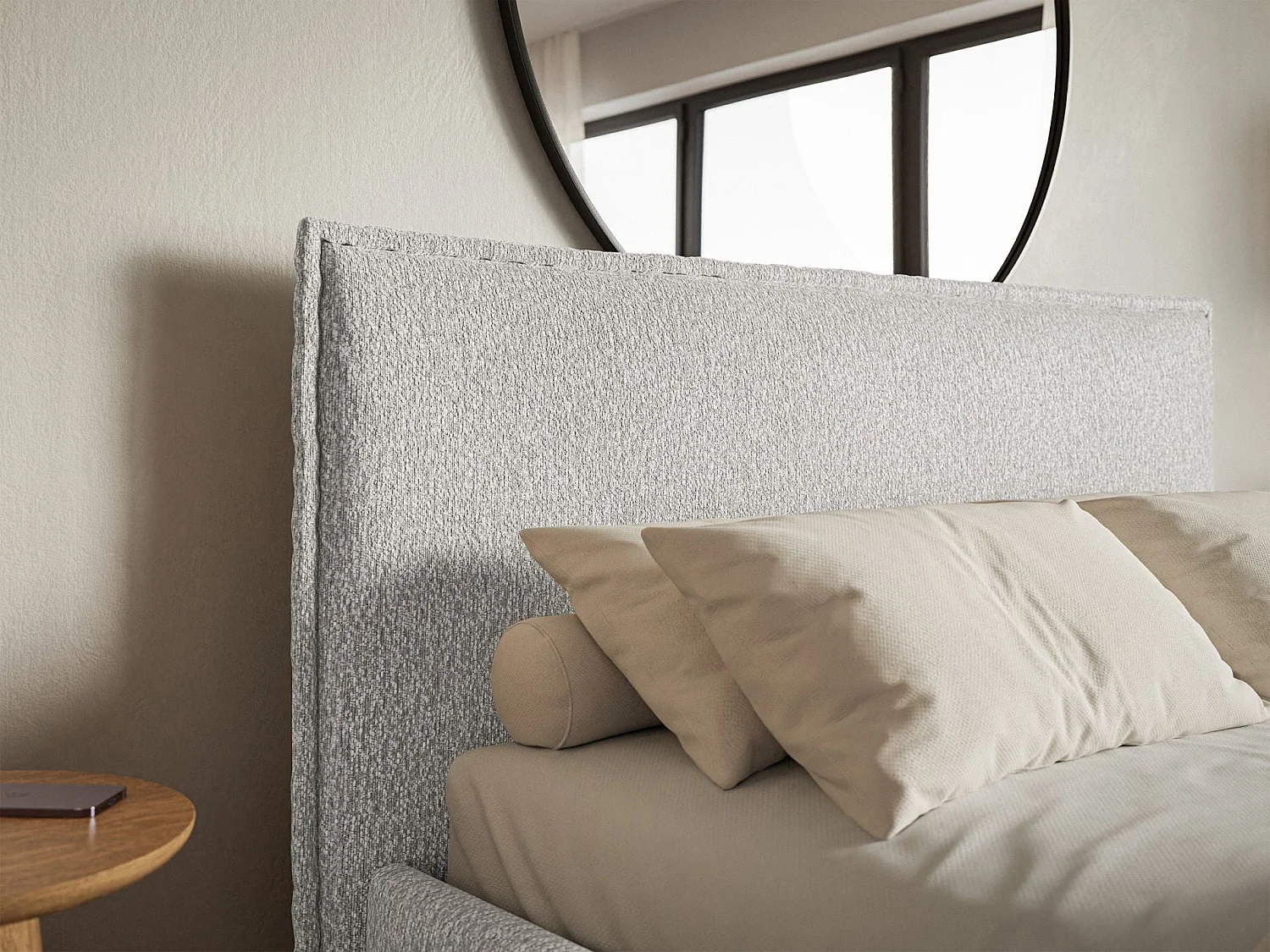 Lit tapissé 160×200- chenille - gris clair - SOFTIE SLIM