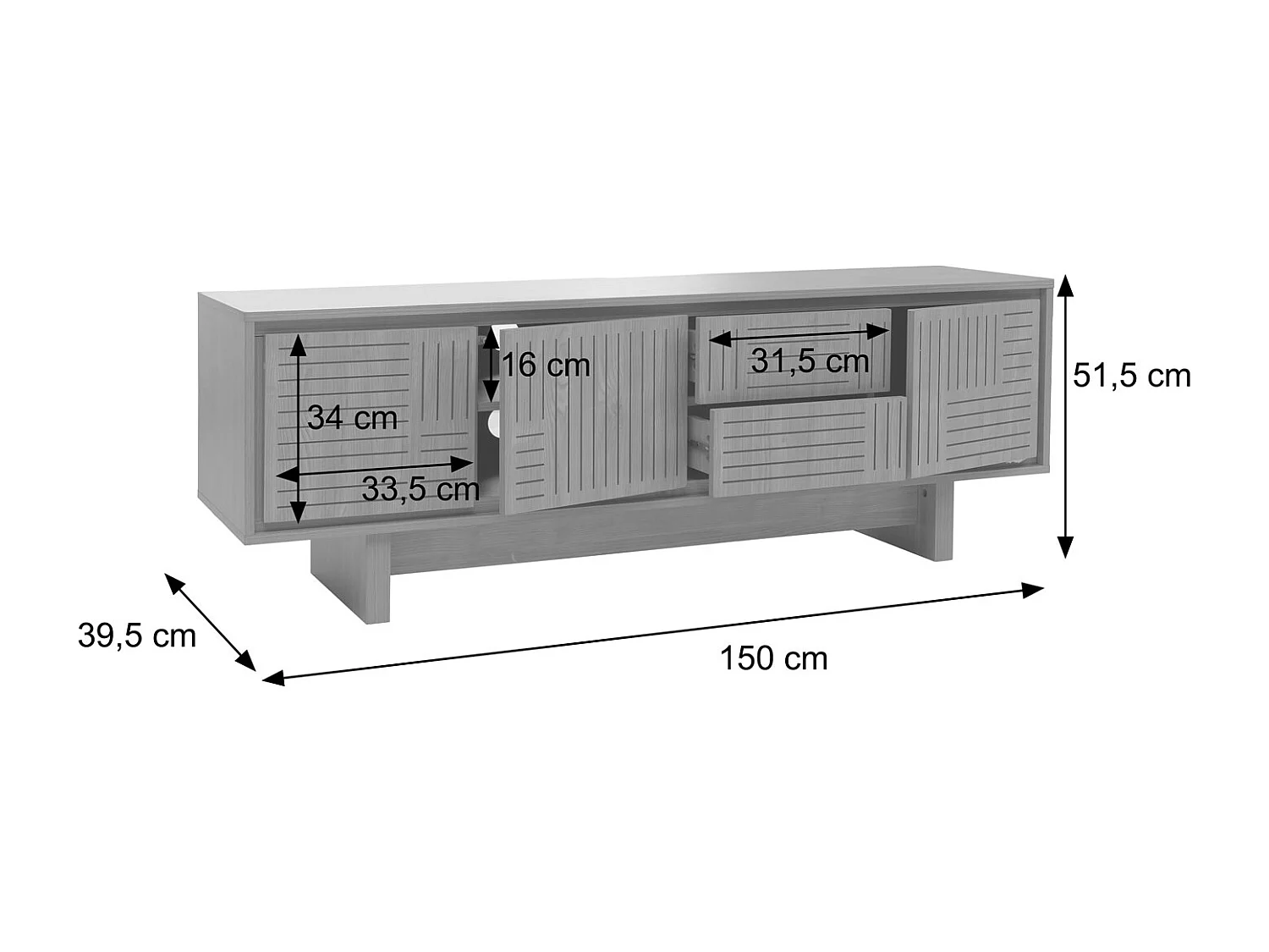 Meuble TV MCW-O34,  Orme naturel