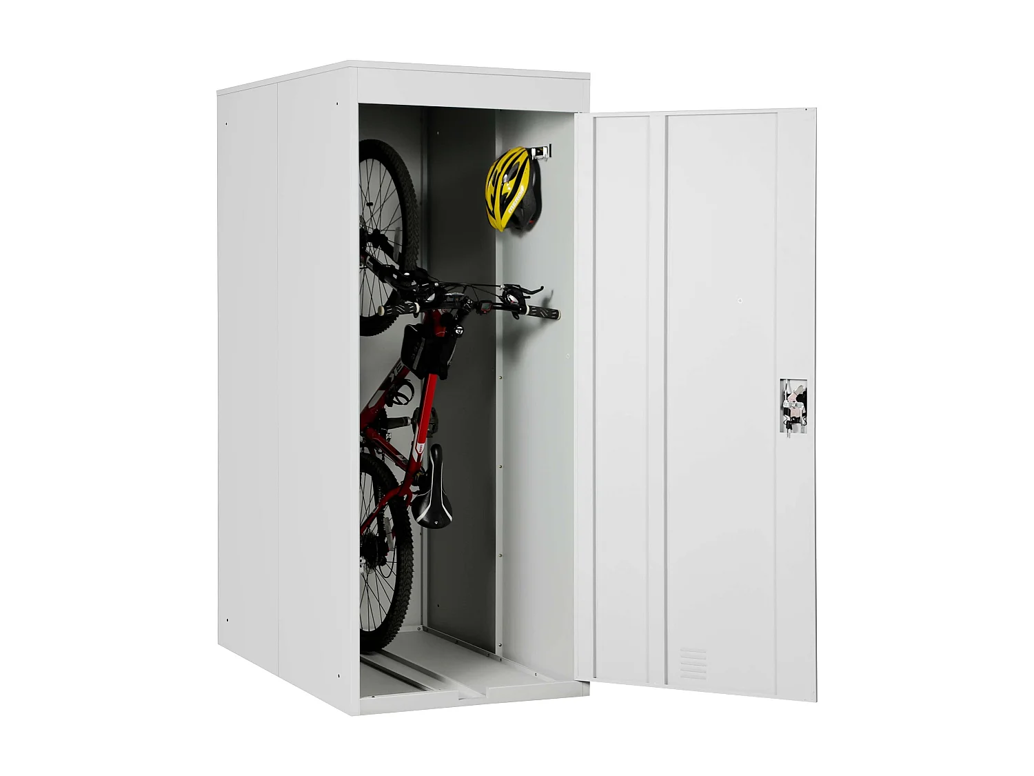 Garage armadio biciclette con serratura MCW-H66 metallo verniciato box singolo ~ grigio chiaro