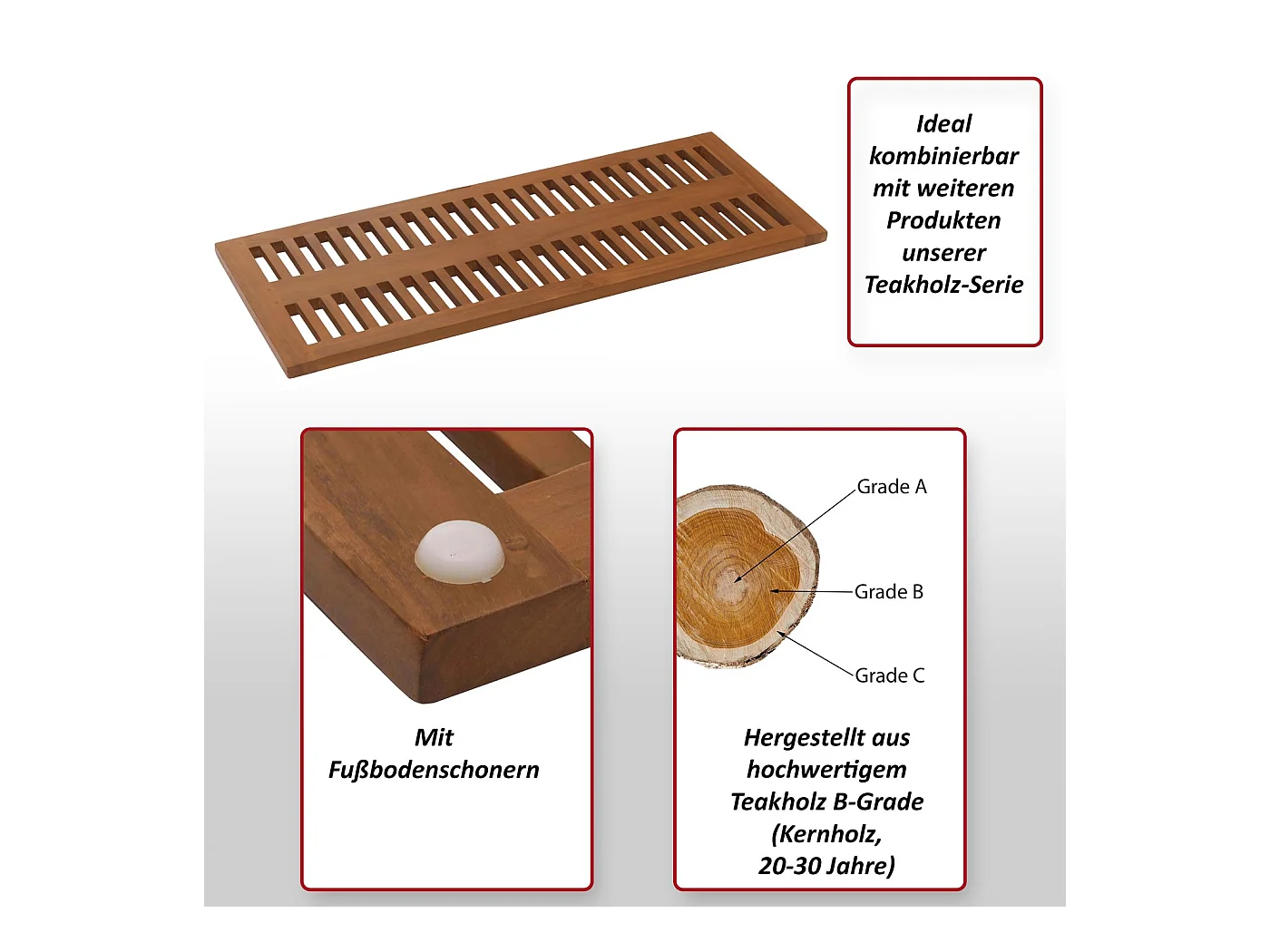 Alfombrilla de baño de teca MCW-M86