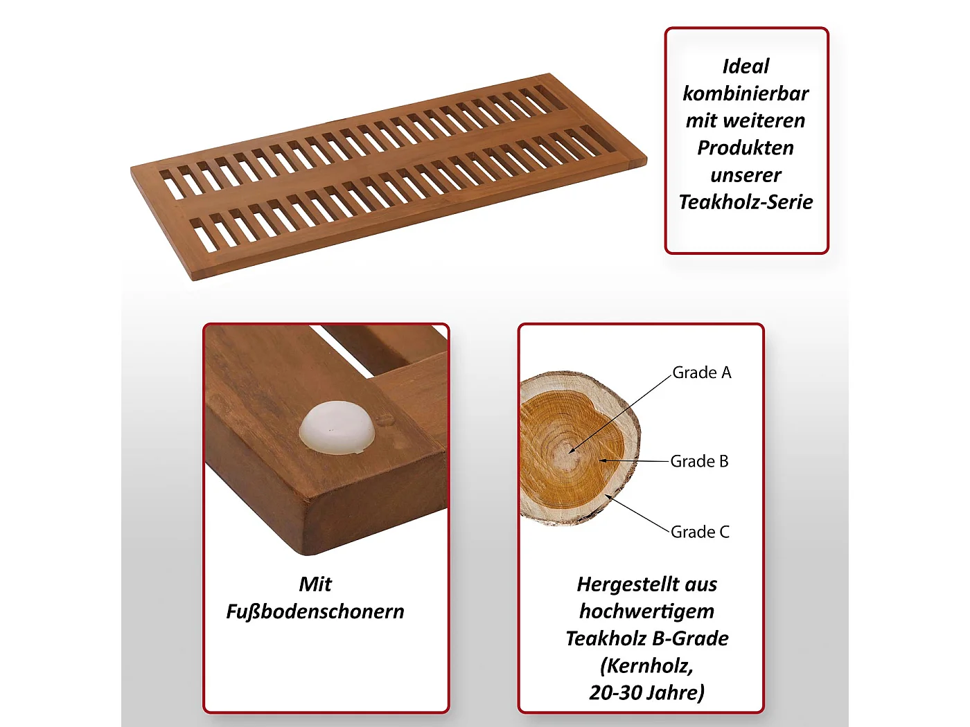 Mata do kąpieli z drewna tekowego MCW-M86