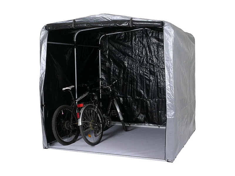 Garage per biciclette MCW-N61, garage tagliaerba tenda, alluminio protezione UV impermeabile 201x201x201cm ~ silver