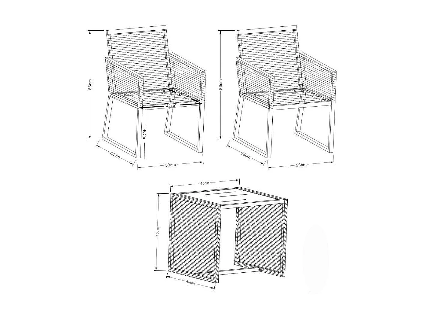 3 szt. zestaw mebli ogrodowych Fidola
