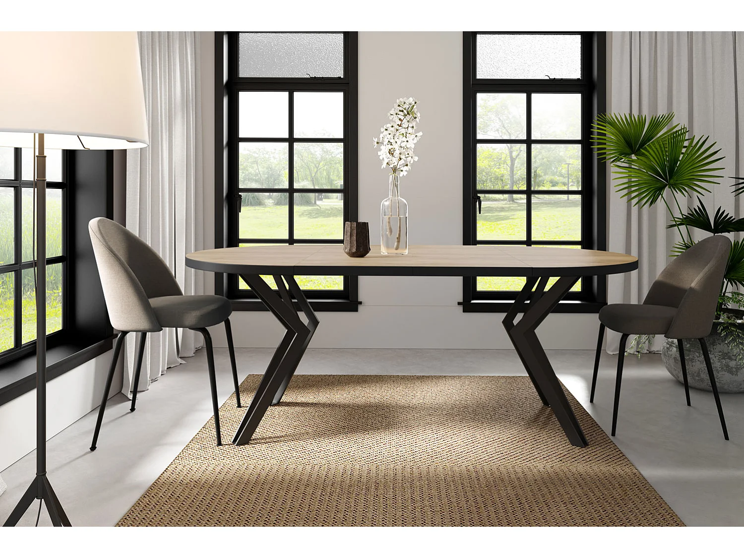 ESSTISCH Randi 100 Halifax Eiche Natur / Graphit 100/176 / 100 / 76cm