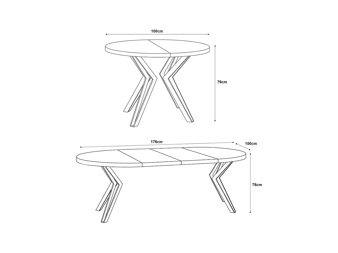 ESSTISCH Randi 100 Chicago Concrete Dunkelgrau / Gold 100/176 / 100 / 76cm