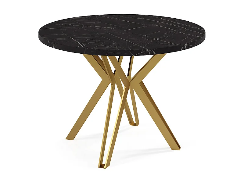 ESSTISCH Randi 100 Schwarz Molet / Gold 100/176 / 100 / 76cm