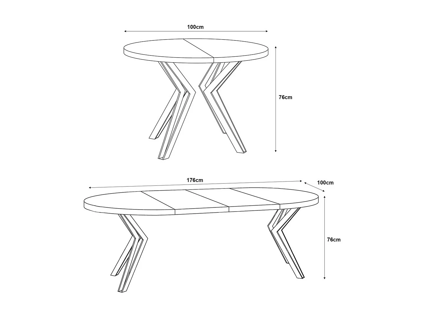 ESSTISCH Randi 100 Sonoma Eiche / Graphit 100/176 / 100 / 76cm