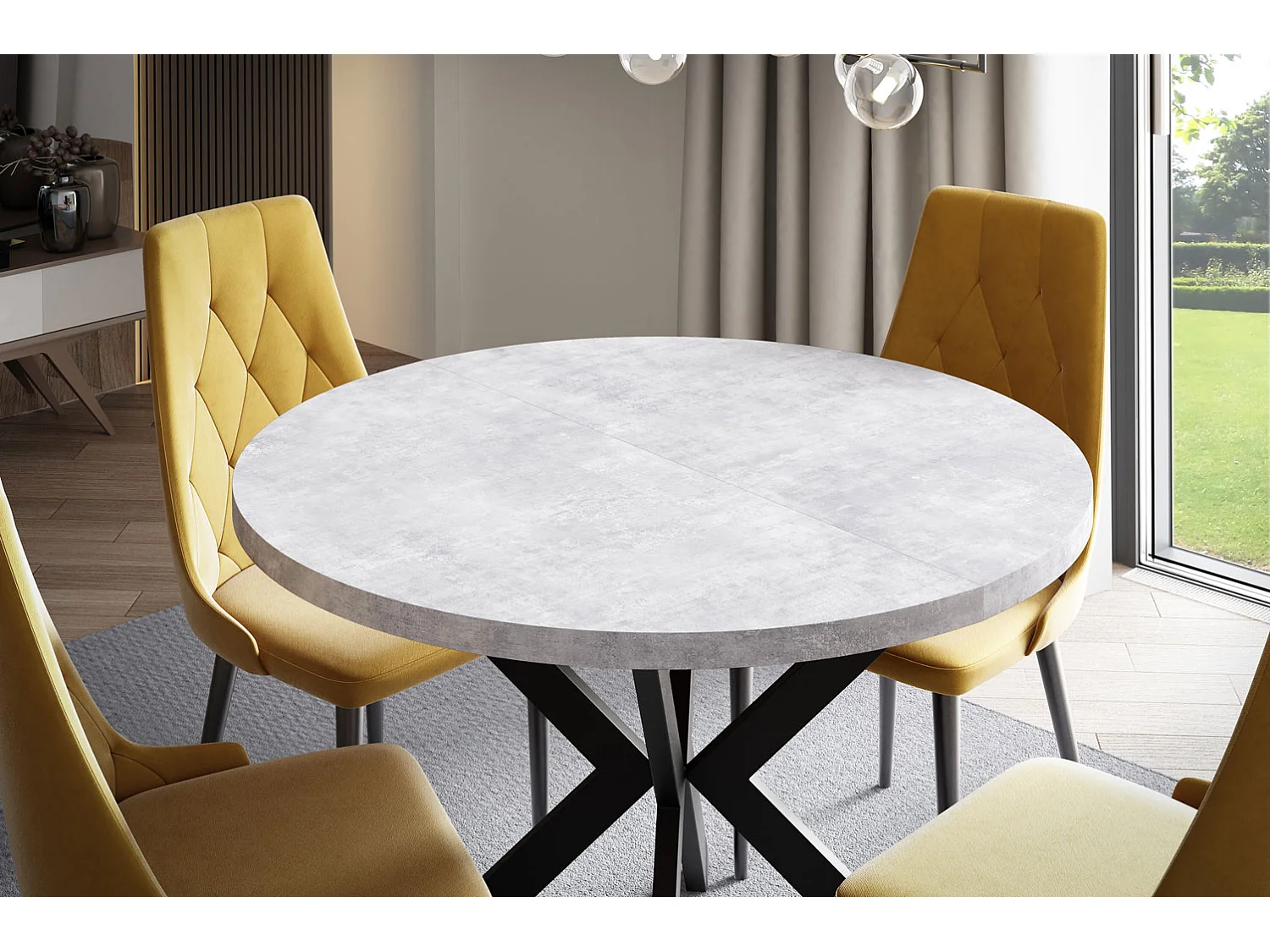 ESSTISCH Edder Bellato Grau / Schwarz 90/166 / 90 / 76cm