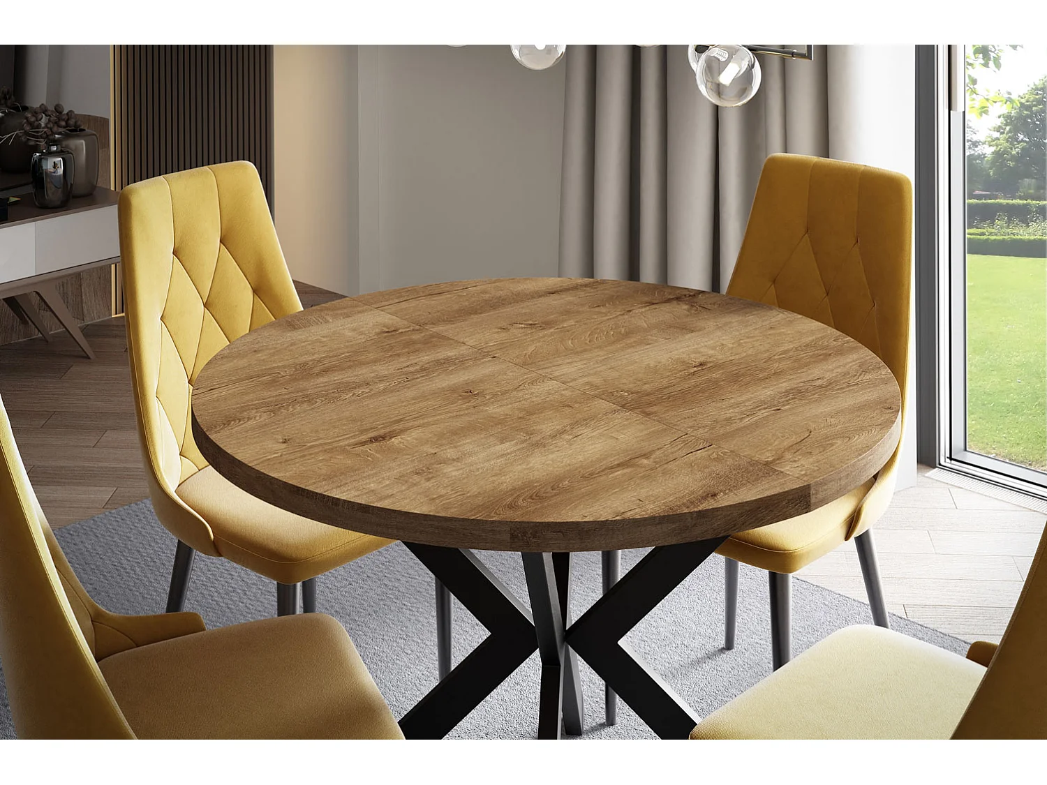 ESSTISCH Edder Eiche Lefkas Dunkel / Schwarz 90/166 / 90 / 76cm