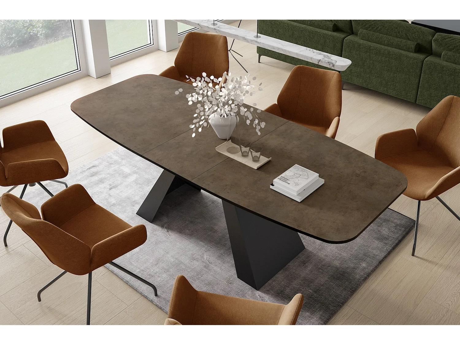 ESSTISCH Myron Chicago Concrete Dunkelgrau / Schwarz 160/200 / 80 / 76cm