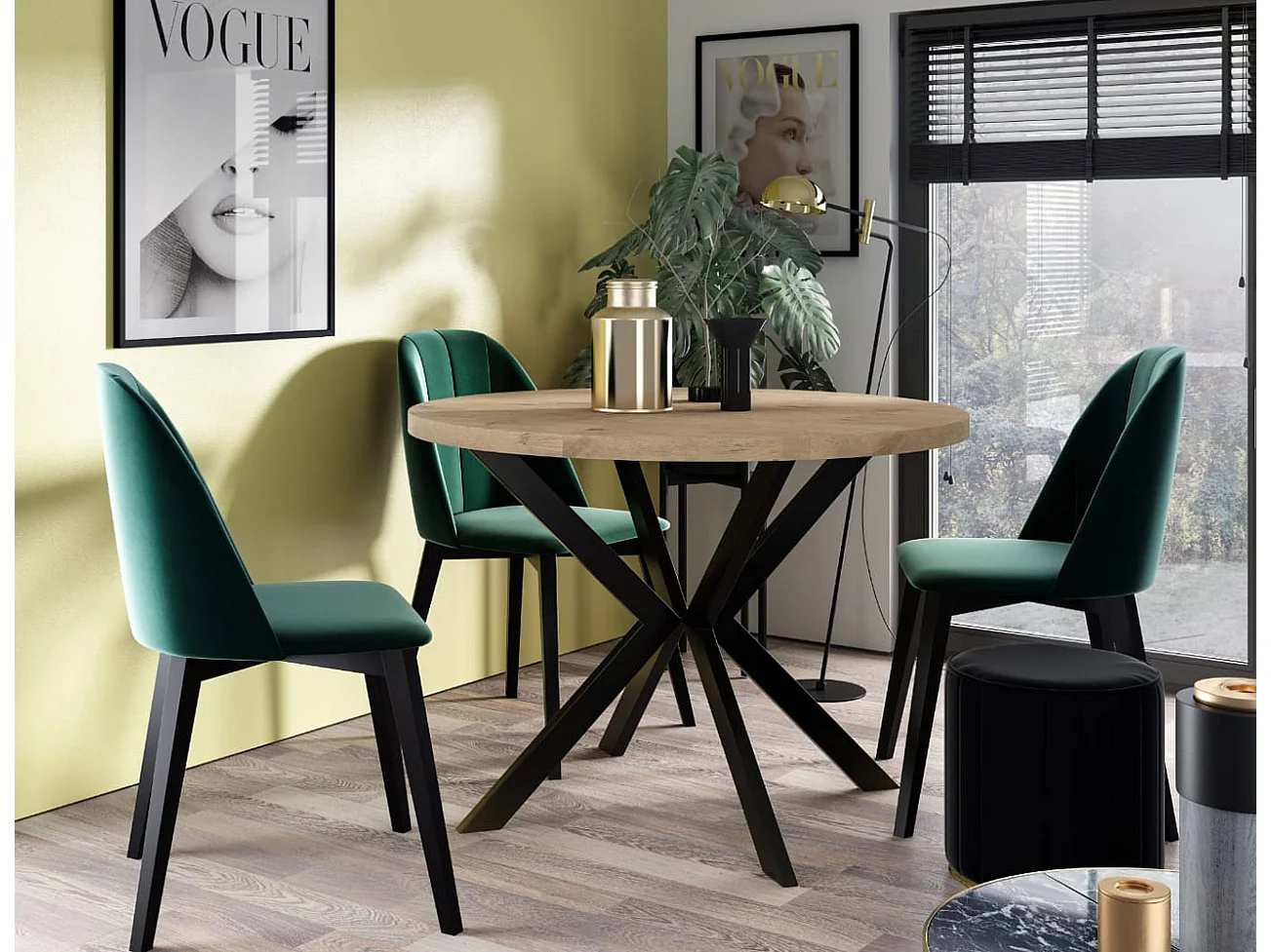 ESSTISCH Edder Gold Craft Eiche / Schwarz 100/176 / 100 / 76cm