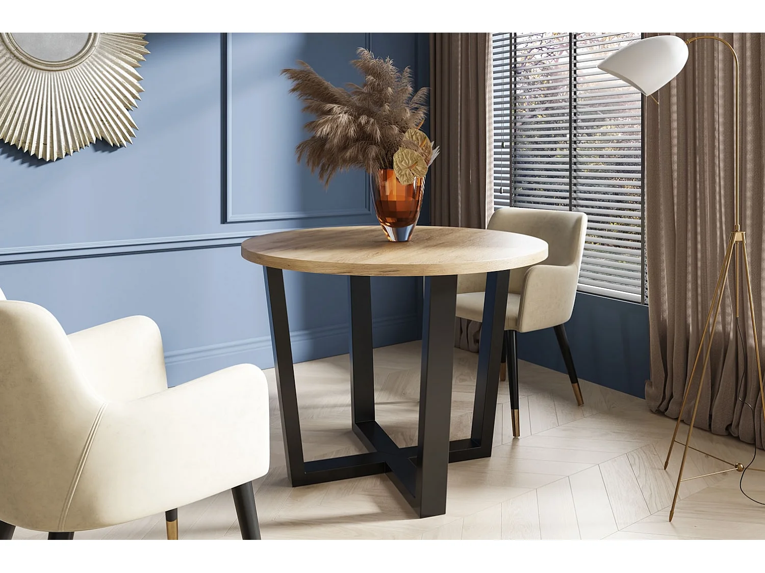 ESSTISCH Ivan Smooth Concrete Brown / Schwarz 100 - 176 / 100 / 76cm