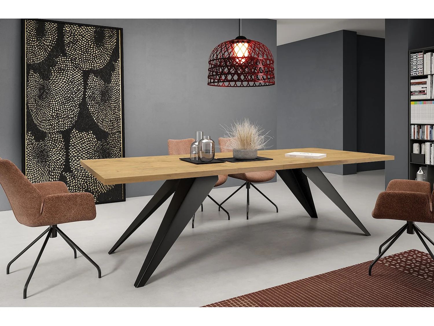 ESSTISCH Vento Eiche Lancelot / Schwarz 140/240 / 80 / 76cm