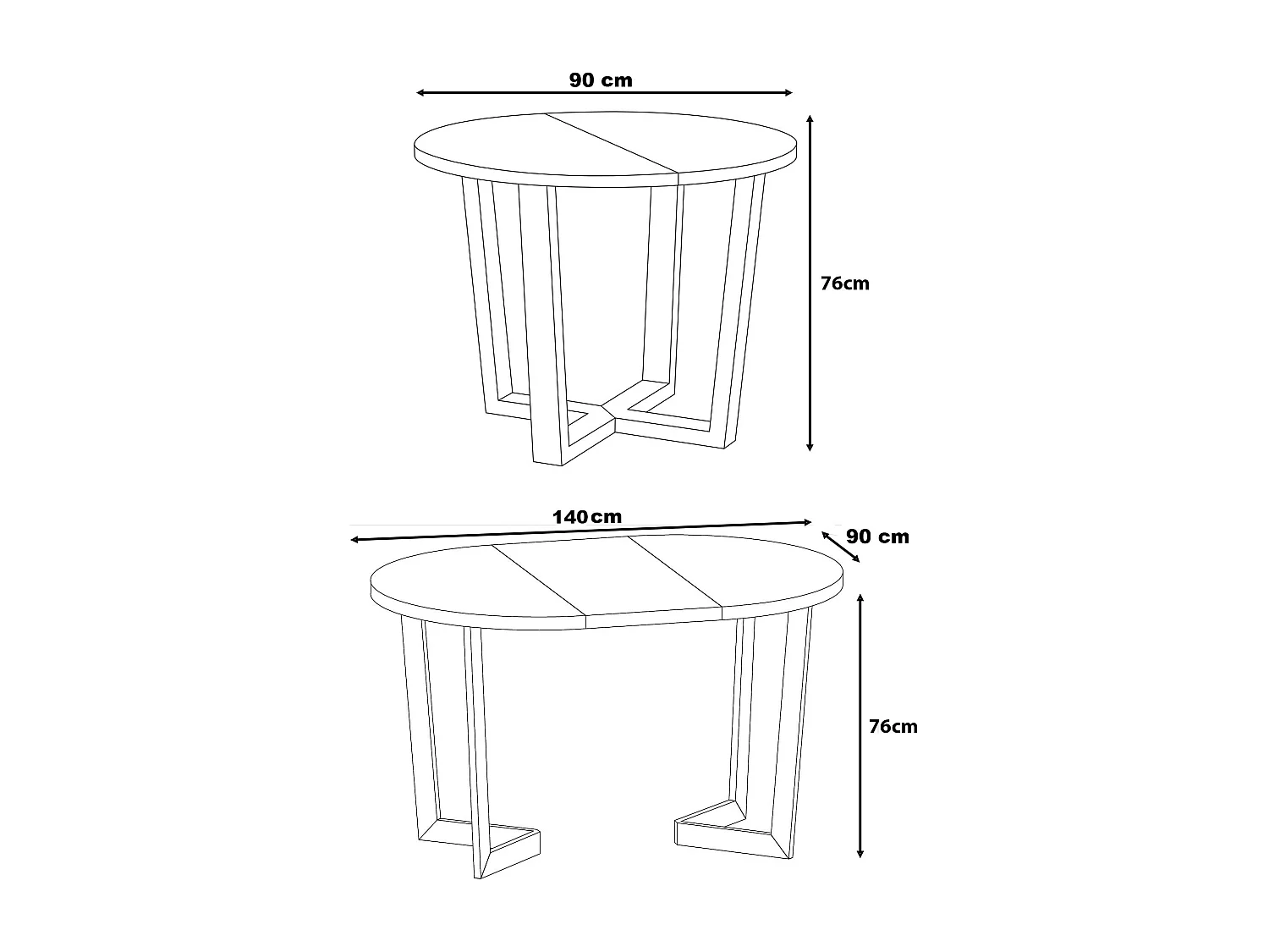 ESSTISCH Ivan Lite Sonoma Eiche / Graphit 90/140 / 90 / 76cm