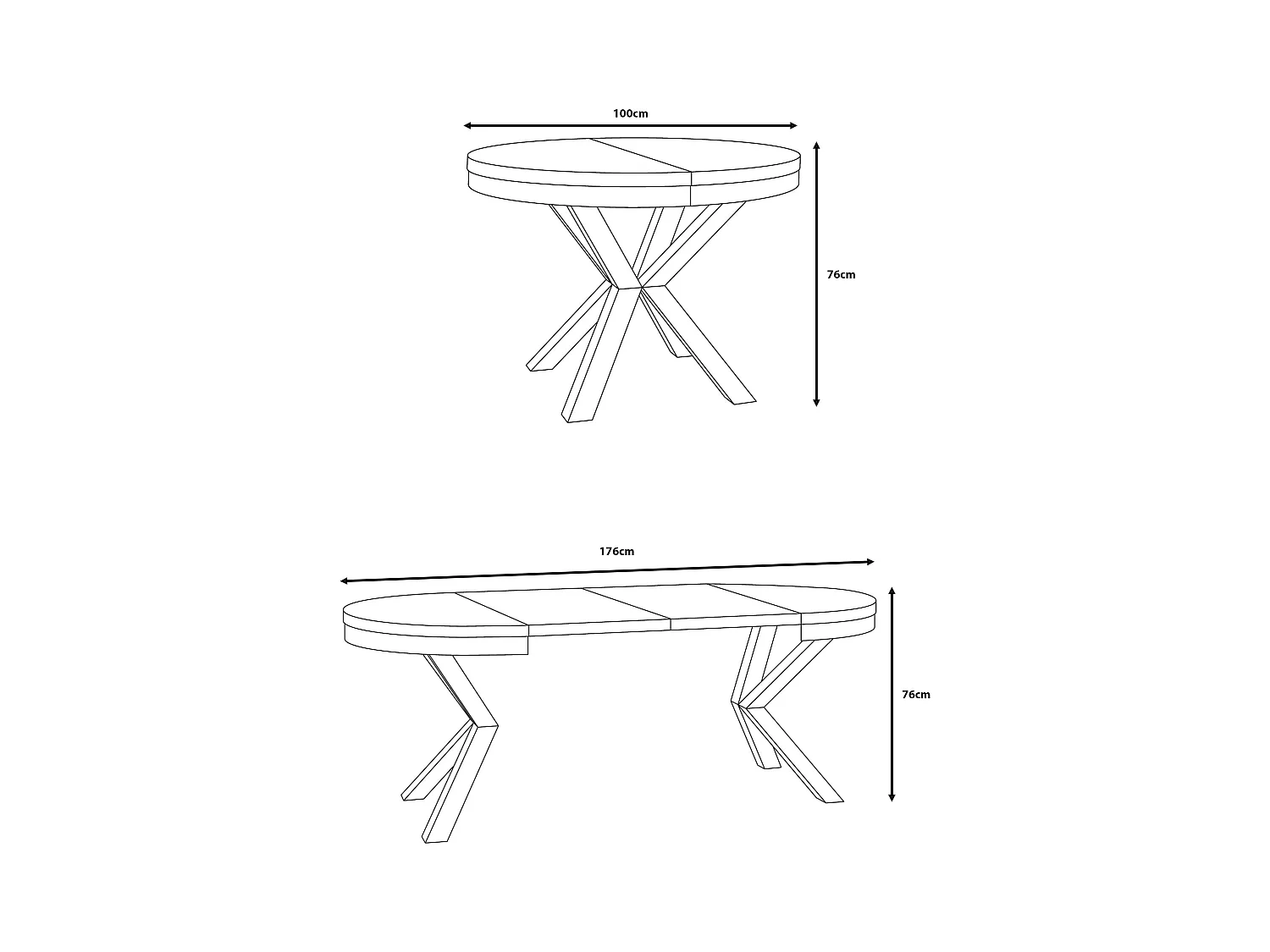 ESSTISCH Narvic 100 Bellato Grau / Graphit 100/176 / 100 / 76cm