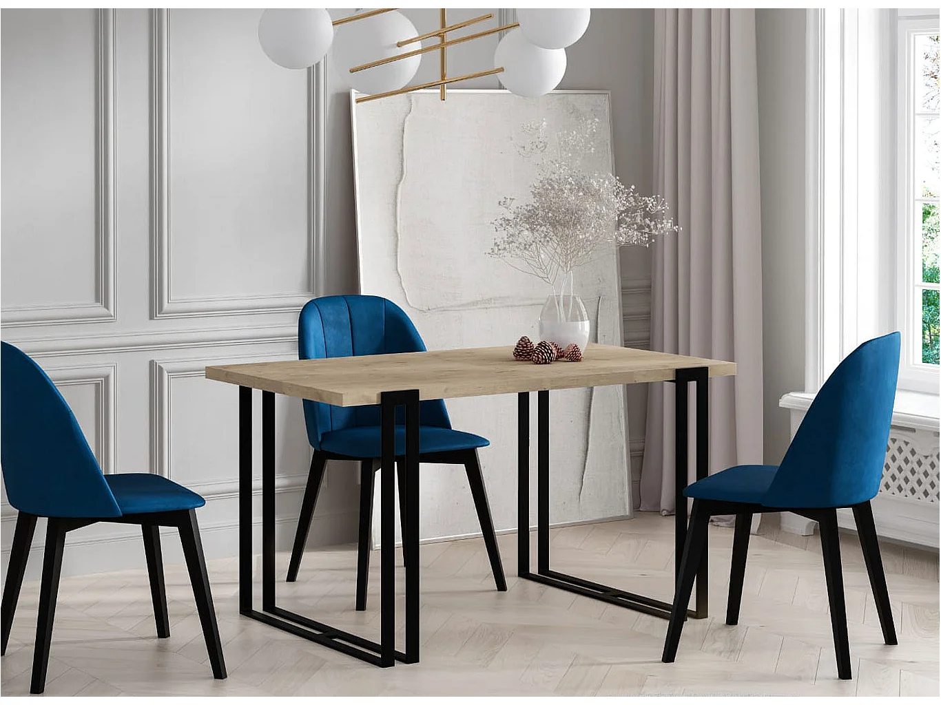 ESSTISCH Horten Icy Weiß / Graphit 160/260 / 90 / 76cm