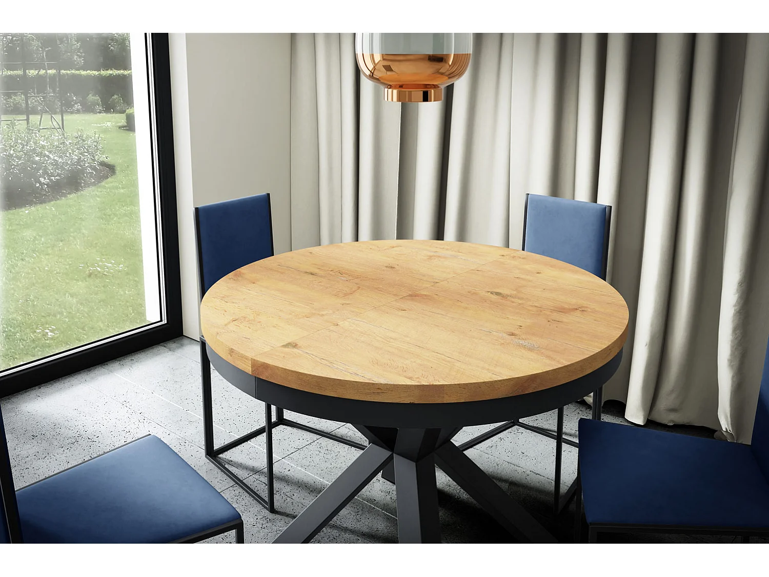 ESSTISCH Narvic 120 Eiche Lancelot / Schwarz 120/196 / 120 / 76cm