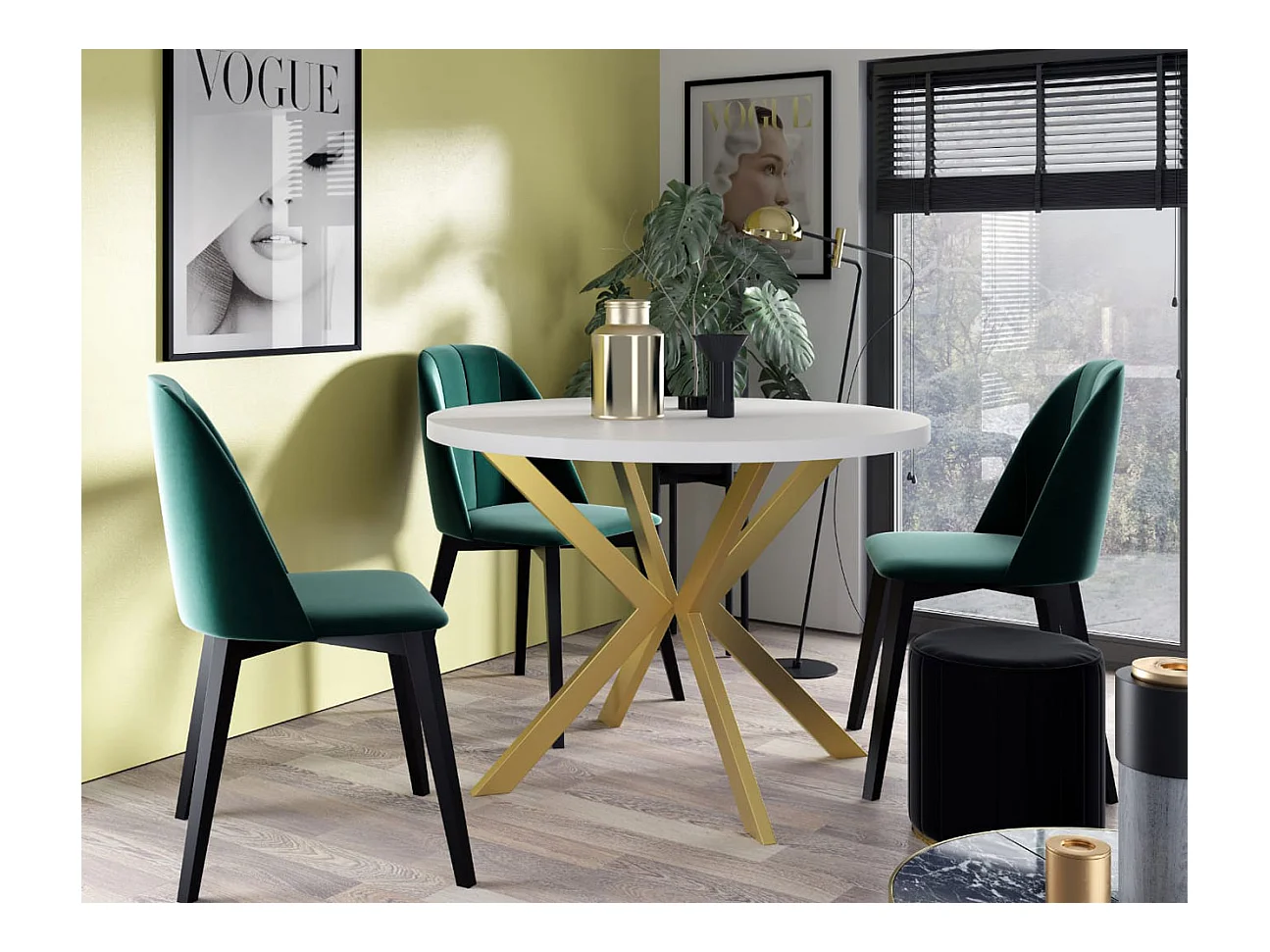 ESSTISCH Edder Sherman Eiche Anthrazit / Gold 90/166 / 90 / 76cm