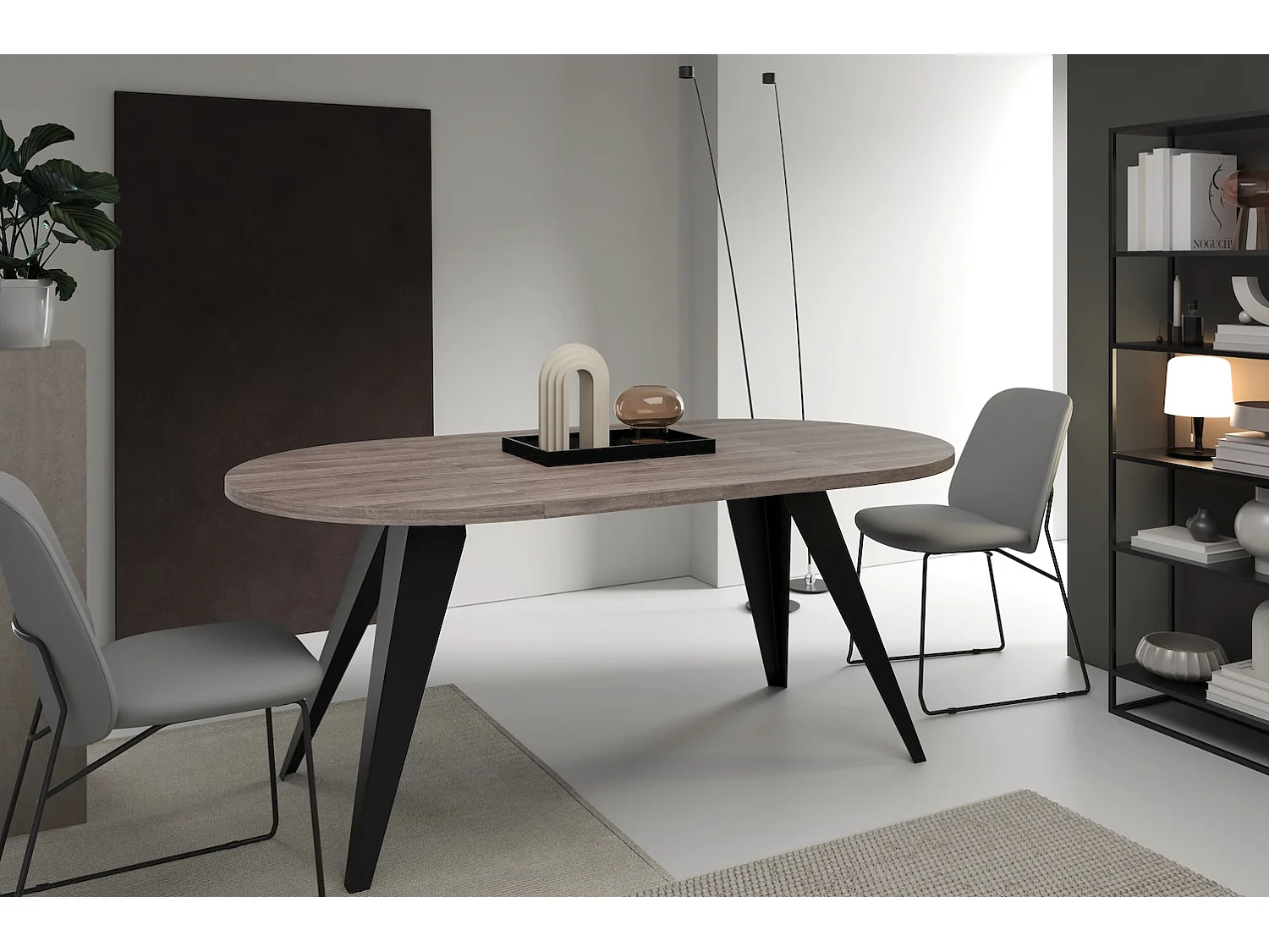 ESSTISCH Alba Shermann Eiche anthrazit / Schwarz 120/196 / 120 / 76cm