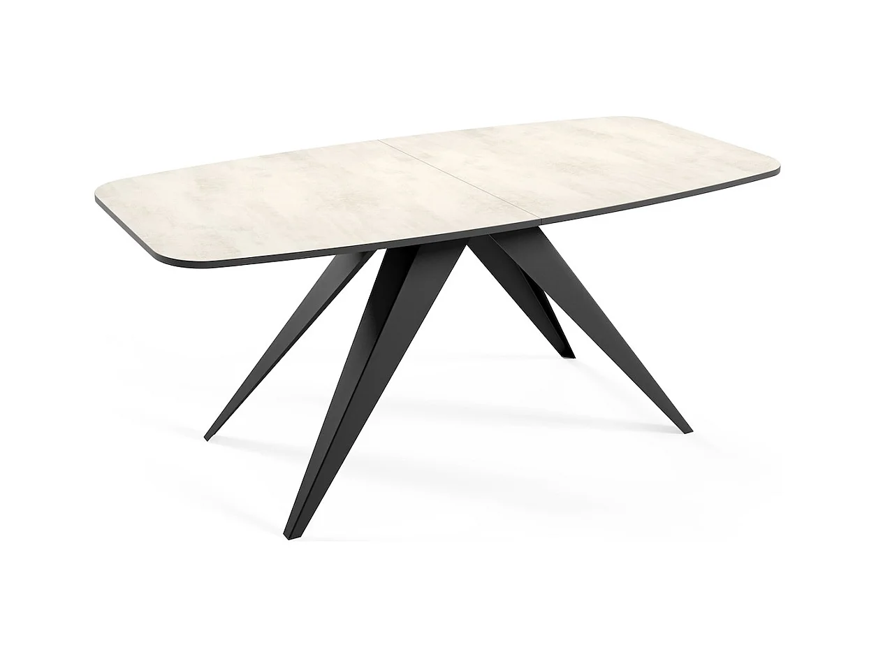 ESSTISCH Ferro Chromix Weiß / Schwarz 160/200 / 80 / 76cm