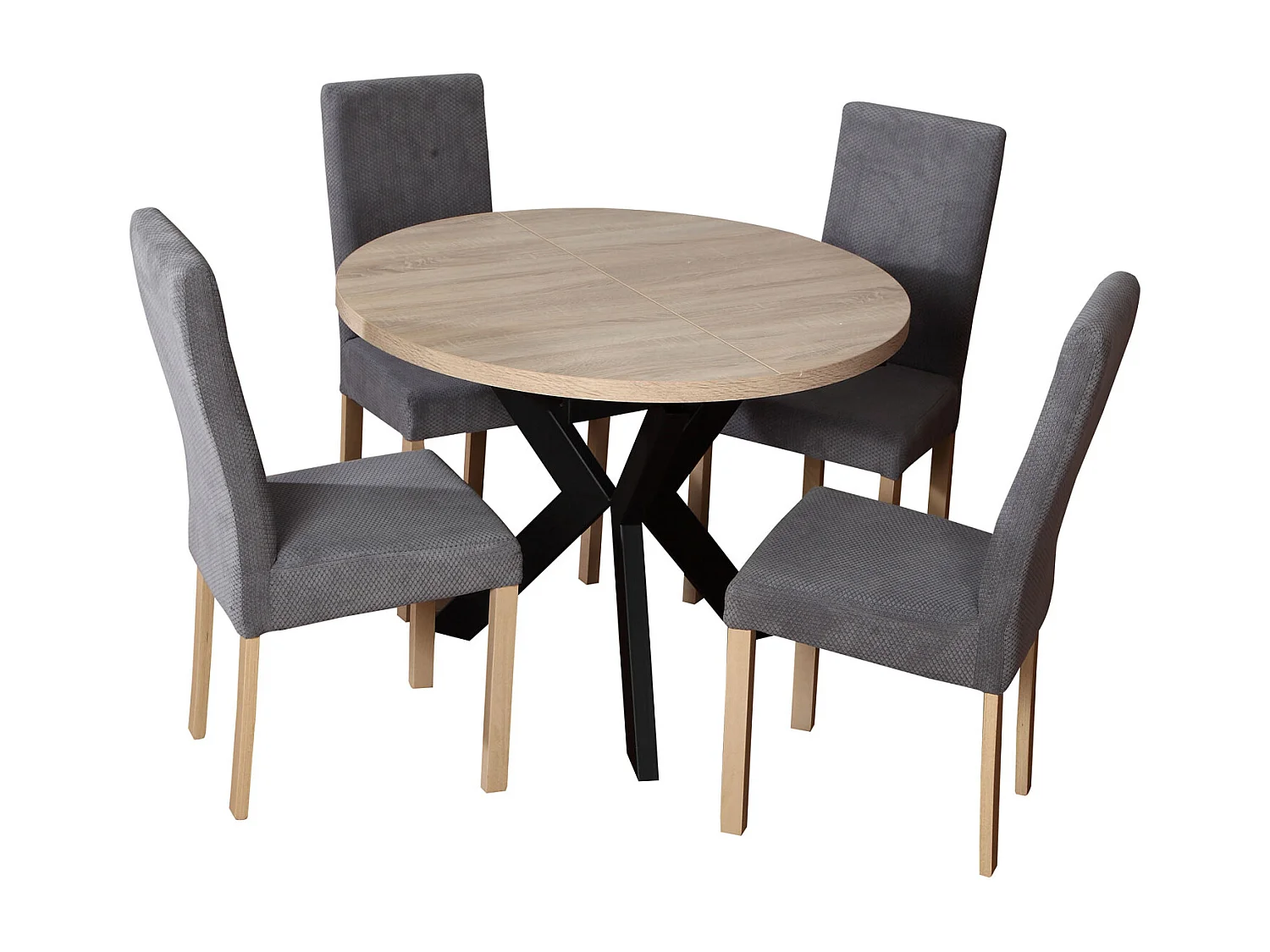 ESSTISCH Agnes schwarz Molet / Graphit 100/138 / 100/ 76cm