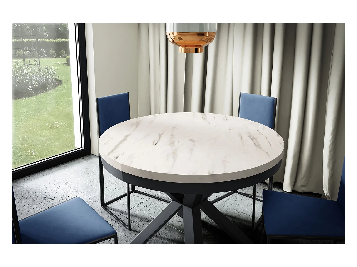 ESSTISCH Narvic 100 Bianco Marmor / Graphit 100/176 / 100 / 76cm