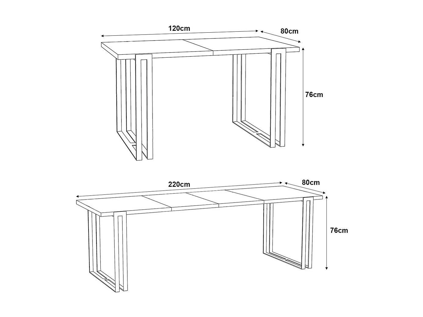 ESSTISCH Horten Bianco Marmor / Graphit 120/220 / 80 / 76cm