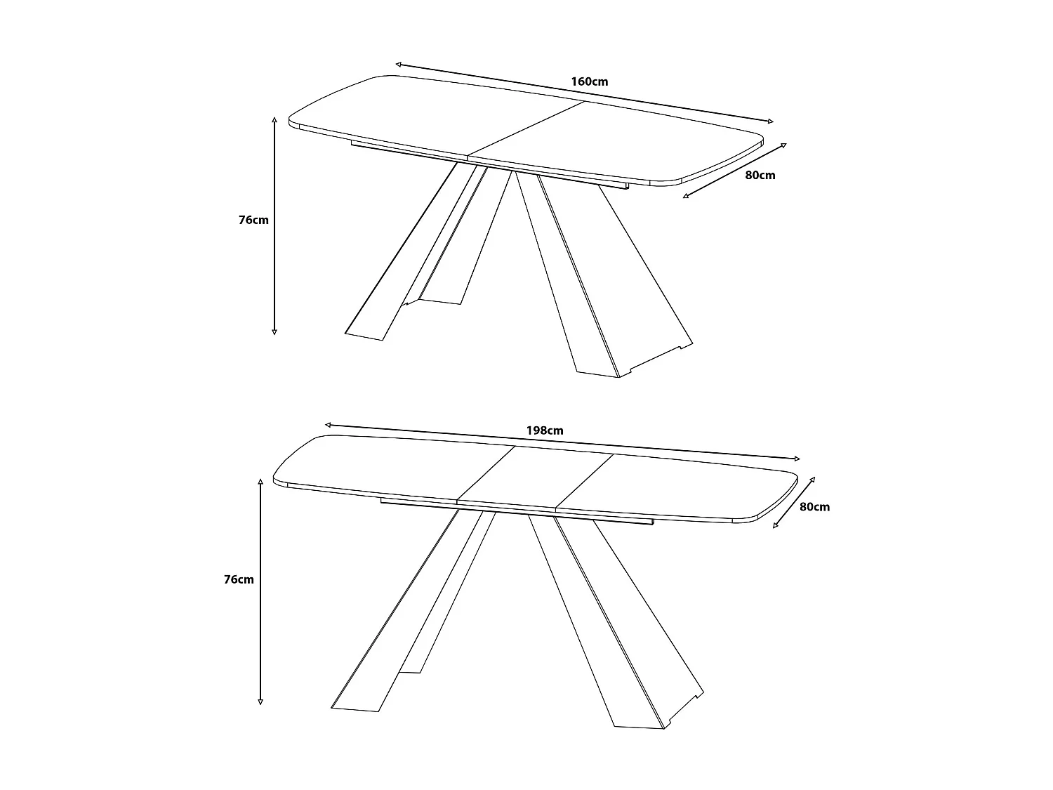 ESSTISCH Myron Sonoma Eiche / Schwarz 160/200 / 80 / 76cm