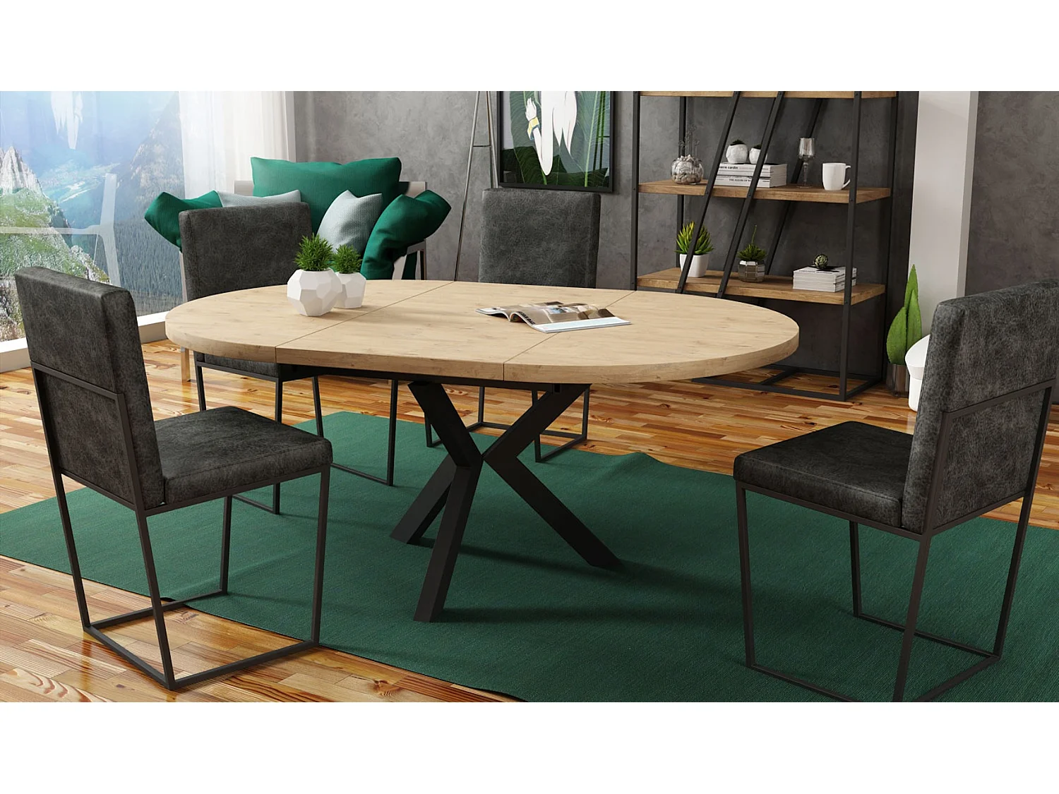 ESSTISCH Agnes Sonoma Eiche / Schwarz 100/138 / 100/ 76cm