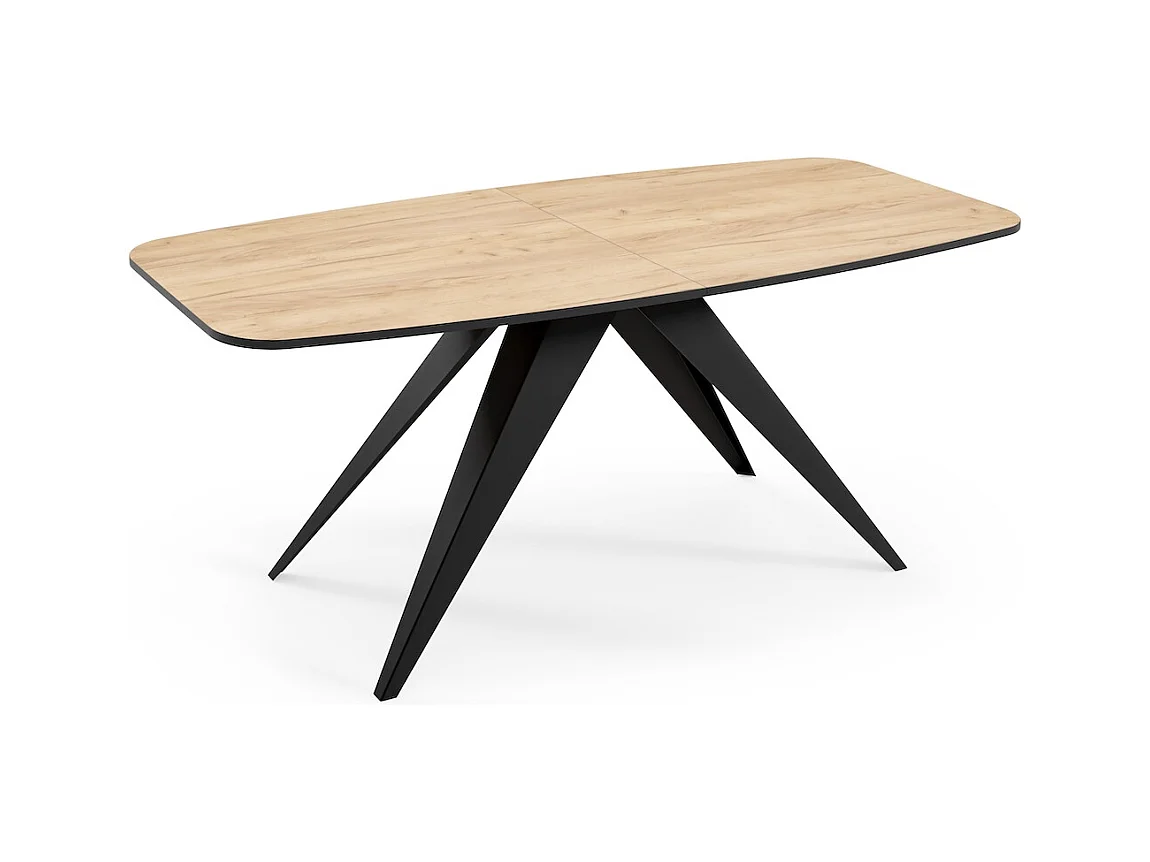 ESSTISCH Ferro Gold Craft Eiche / Schwarz 180/220 / 90 / 76cm