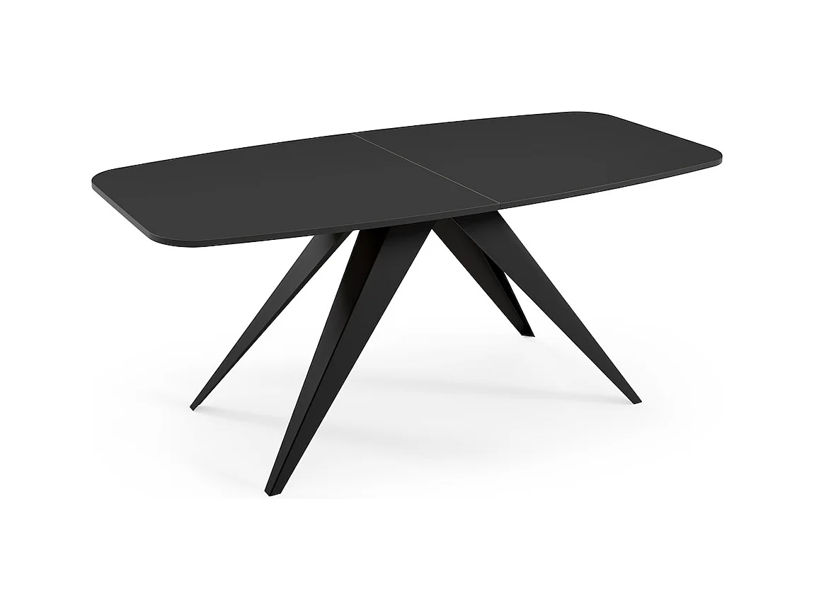 ESSTISCH Ferro Schwarz Molet / Schwarz 180/220 / 90 / 76cm